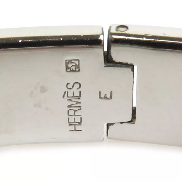 Auth HERMES Clic Clac H Bangle Bracelet Silver/Light Pink Metal/Enamel - Picture 10 of 10